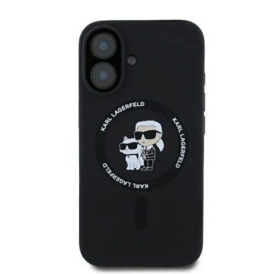 Dėklas Karl Lagerfeld Silicone KarlChoupette Heads Ring MagSafe iPhone 16 Plus - Juodas 2 Dėklas Karl Lagerfeld Silicone KarlChoupette Heads Ring MagSafe iPhone 16 Plus - Juodas 2