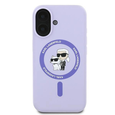 iPhone 16 Plus Karl Lagerfeld Silicone Karl&Choupette Heads Ring MagSafe dėklas - violetinis 2 iPhone 16 Plus Karl Lagerfeld Silicone Karl&Choupette Heads Ring MagSafe dėklas - violetinis 2