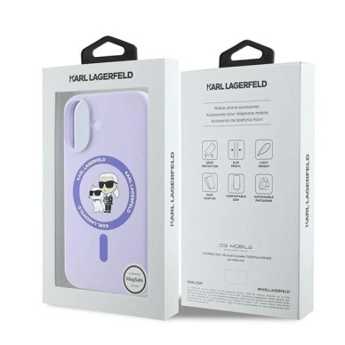 iPhone 16 Plus Karl Lagerfeld Silicone Karl&Choupette Heads Ring MagSafe dėklas - violetinis 7