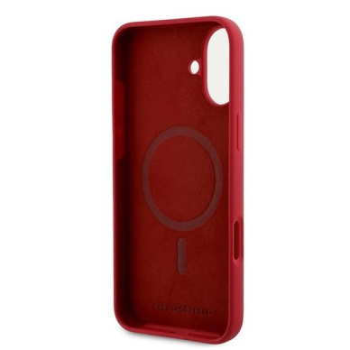 iPhone 16 Plus Karl Lagerfeld Silicone Karl&Choupette Heads Ring MagSafe dėklas - raudonas 6