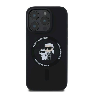Karl Lagerfeld Silicone KarlChoupette Heads Ring MagSafe Dėklas iPhone 16 Pro - Juodas 2 Karl Lagerfeld Silicone KarlChoupette Heads Ring MagSafe Dėklas iPhone 16 Pro - Juodas 2