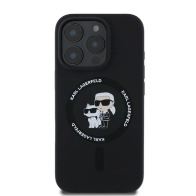 Karl Lagerfeld Silikoninis Karl&Choupette Heads Ring MagSafe Dėklas skirtas iPhone 16 Pro Max - Juodas 3
