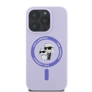 iPhone 16 Pro Max Karl Lagerfeld Silicone Karl&Choupette Heads Ring MagSafe dėklas - violetinis 3 iPhone 16 Pro Max Karl Lagerfeld Silicone Karl&Choupette Heads Ring MagSafe dėklas - violetinis 3