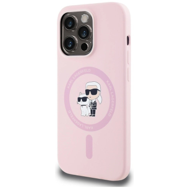 Karl Lagerfeld Silikoninis Karl&Choupette MagSafe Dėklas skirtas iPhone 14 Pro Max - Rožinis 1