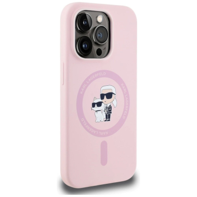 Karl Lagerfeld Silikoninis Karl&Choupette MagSafe Dėklas skirtas iPhone 14 Pro Max - Rožinis 3