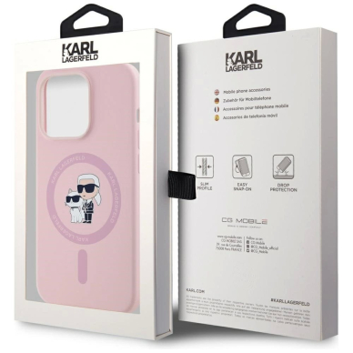 Karl Lagerfeld Silikoninis Karl&Choupette MagSafe Dėklas skirtas iPhone 14 Pro Max - Rožinis 7