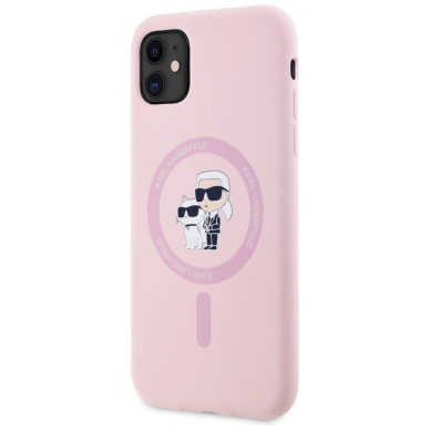 Karl Lagerfeld Silikoninis Karl&Choupette MagSafe iPhone 11 Dėklas - Rožinis 1