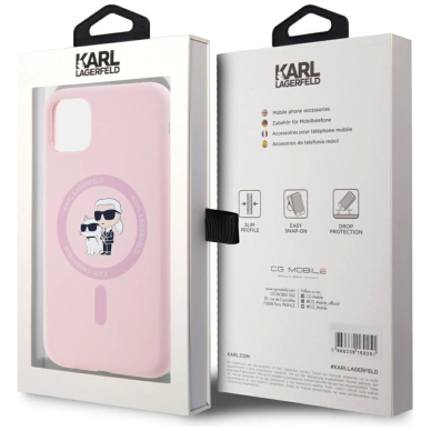 Karl Lagerfeld Silikoninis Karl&Choupette MagSafe iPhone 11 Dėklas - Rožinis 7