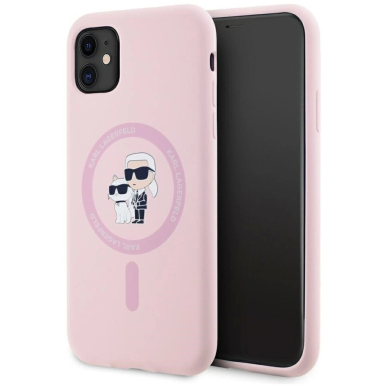 Karl Lagerfeld Silikoninis Karl&Choupette MagSafe iPhone 11 Dėklas - Rožinis