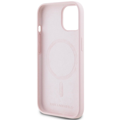 Karl Lagerfeld Silikoninis Karl&Choupette MagSafe iPhone 15 Plus Dėklas - Rožinis 6