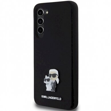 Karl Lagerfeld Silicone Karl Choupette Metal Pin dėklas Samsung Galaxy S24+ - Juodas 1 Karl Lagerfeld Silicone Karl Choupette Metal Pin dėklas Samsung Galaxy S24+ - Juodas 1