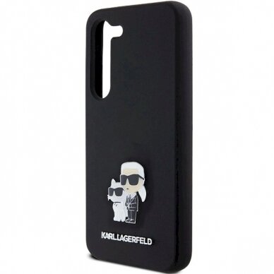 Karl Lagerfeld Silicone Karl Choupette Metal Pin dėklas Samsung Galaxy S24 - Juodas 5 Karl Lagerfeld Silicone Karl Choupette Metal Pin dėklas Samsung Galaxy S24 - Juodas 5