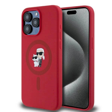 Karl Lagerfeld Silicone Karl Choupette Ring MagSafe dėklas iPhone 15 Pro Max - Raudonas Karl Lagerfeld Silicone Karl Choupette Ring MagSafe dėklas iPhone 15 Pro Max - Raudonas