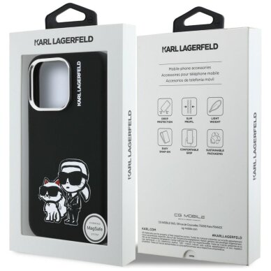 iPhone 16 Pro Karl Lagerfeld Silicone Karl & Choupette Sketch MagSafe dėklas – juodas 7