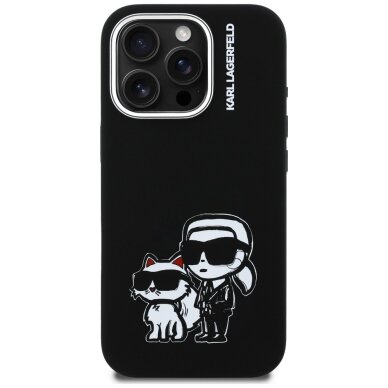 iPhone 16 Pro Max Karl Lagerfeld Silicone Karl & Choupette Sketch MagSafe dėklas – juodas 2