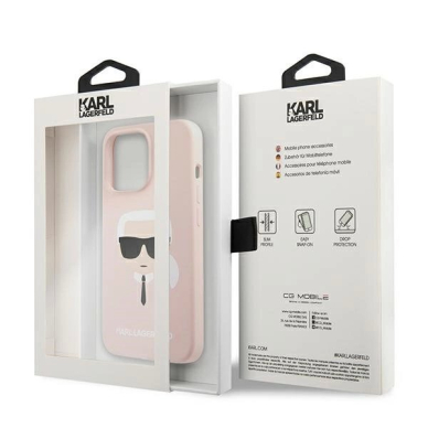 Karl Lagerfeld Silikoninis Karl`s Head Dėklas skirtas iPhone 13 Pro Max 6.7&quot; - Šviesiai Rožinis 7