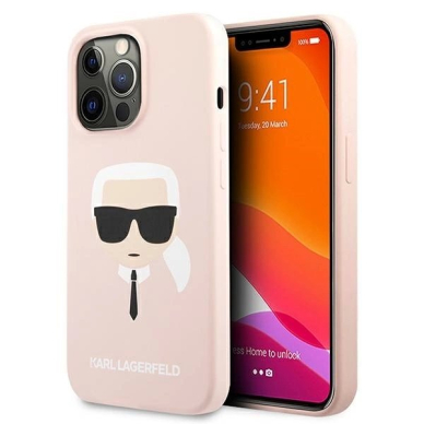 Karl Lagerfeld Silikoninis Karl`s Head Dėklas skirtas iPhone 13 Pro Max 6.7&quot; - Šviesiai Rožinis