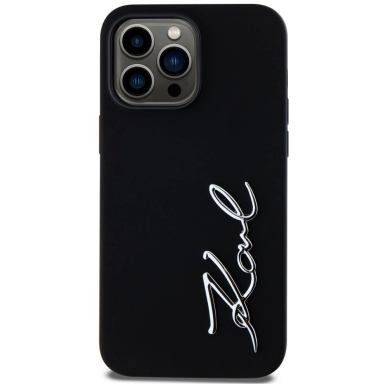 Karl Lagerfeld Silikoninis Metal Script Logo Dėklas skirtas iPhone 14 Pro Max Juodas 2