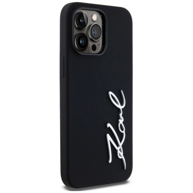 Karl Lagerfeld Silikoninis Metal Script Logo Dėklas skirtas iPhone 14 Pro Max Juodas 3