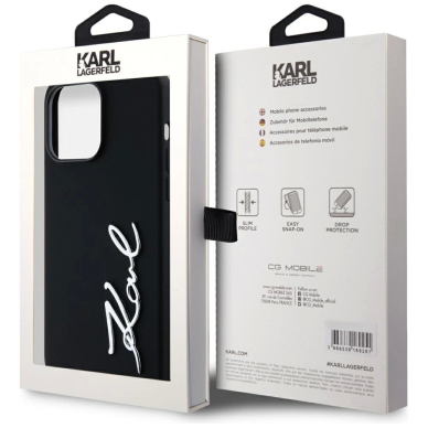 Karl Lagerfeld Silikoninis Metal Script Logo Dėklas skirtas iPhone 14 Pro Max Juodas 7