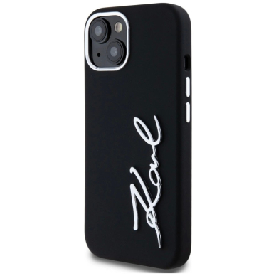 iPhone 15 – Karl Lagerfeld Silicone Metal Script Logo dėklas - Juodas 1