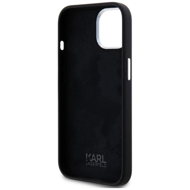 iPhone 15 – Karl Lagerfeld Silicone Metal Script Logo dėklas - Juodas 6