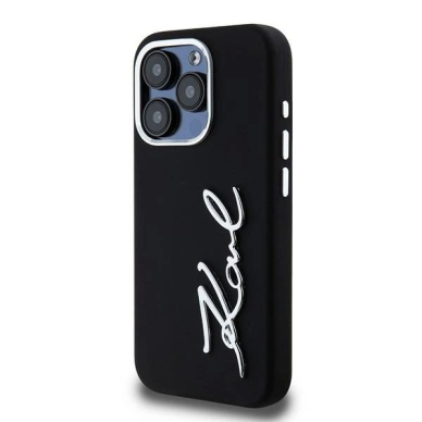 iPhone 15 Pro Max – Karl Lagerfeld Silicone Metal Script Logo dėklas - Juodas 1