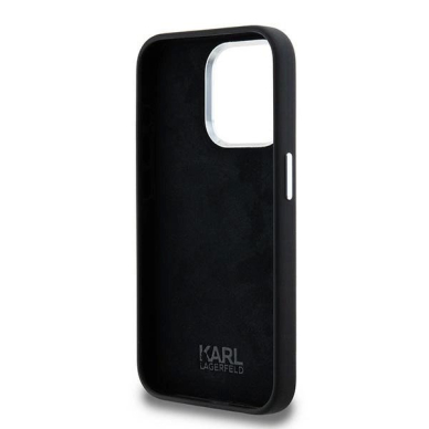 iPhone 15 Pro Max – Karl Lagerfeld Silicone Metal Script Logo dėklas - Juodas 6