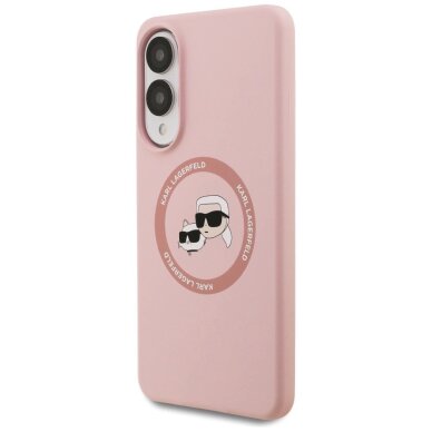 Samsung Galaxy S25 Edge dėklas Karl Lagerfeld Silicone Nauble Heads And Circle su MagSafe – rožinis 1