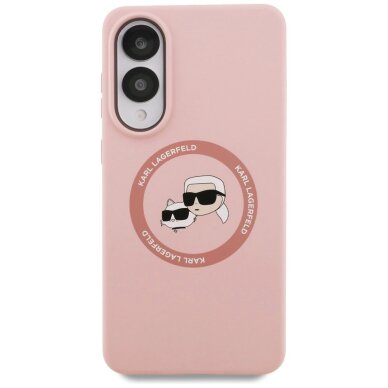 Samsung Galaxy S25 Edge dėklas Karl Lagerfeld Silicone Nauble Heads And Circle su MagSafe – rožinis 2