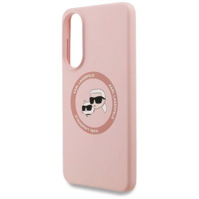 Samsung Galaxy S25 Edge dėklas Karl Lagerfeld Silicone Nauble Heads And Circle su MagSafe – rožinis 5