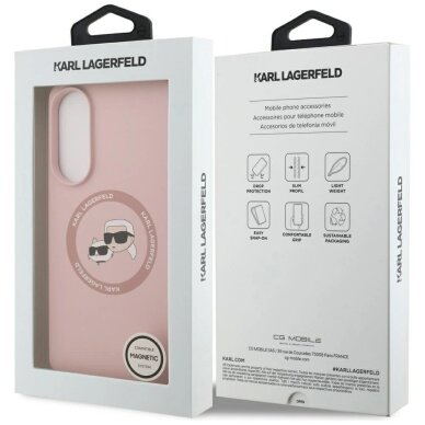 Samsung Galaxy S25 Edge dėklas Karl Lagerfeld Silicone Nauble Heads And Circle su MagSafe – rožinis 7