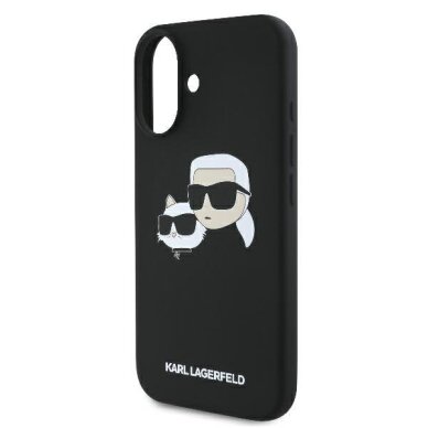 iPhone 16 Karl Lagerfeld Silicone Nauble Heads Print MagSafe dėklas – juodas 5