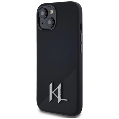 Karl Lagerfeld Silikoninis Shadow Metal Initial MagSafe Dėklas skirtas iPhone 15 Juodas 1