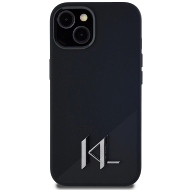 Karl Lagerfeld Silikoninis Shadow Metal Initial MagSafe Dėklas skirtas iPhone 15 Juodas 2