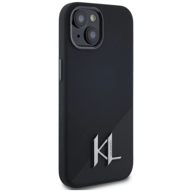 Karl Lagerfeld Silikoninis Shadow Metal Initial MagSafe Dėklas skirtas iPhone 15 Juodas 3