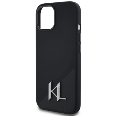 Karl Lagerfeld Silikoninis Shadow Metal Initial MagSafe Dėklas skirtas iPhone 15 Juodas 5