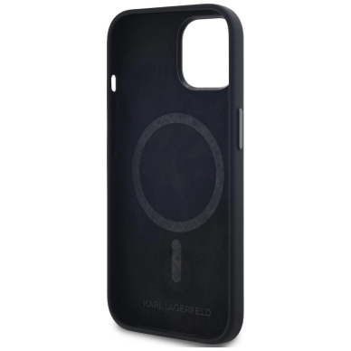Karl Lagerfeld Silikoninis Shadow Metal Initial MagSafe Dėklas skirtas iPhone 15 Juodas 6