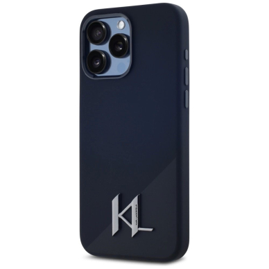 Karl Lagerfeld Silikoninis Shadow Metal Initial MagSafe Dėklas skirtas iPhone 15 Pro Juodas 1