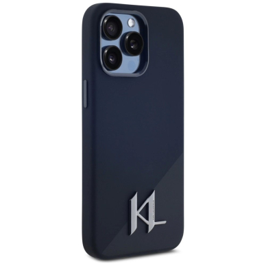 Karl Lagerfeld Silikoninis Shadow Metal Initial MagSafe Dėklas skirtas iPhone 15 Pro Juodas 3