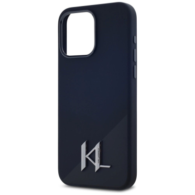 Karl Lagerfeld Silikoninis Shadow Metal Initial MagSafe Dėklas skirtas iPhone 15 Pro Juodas 5