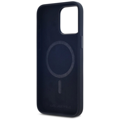 Karl Lagerfeld Silikoninis Shadow Metal Initial MagSafe Dėklas skirtas iPhone 15 Pro Juodas 6