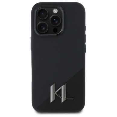 iPhone 16 Pro Max Dėklas Karl Lagerfeld Silicone Shadow Metal Initial MagSafe – juodas 2