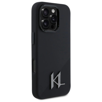 iPhone 16 Pro Max Dėklas Karl Lagerfeld Silicone Shadow Metal Initial MagSafe – juodas 3