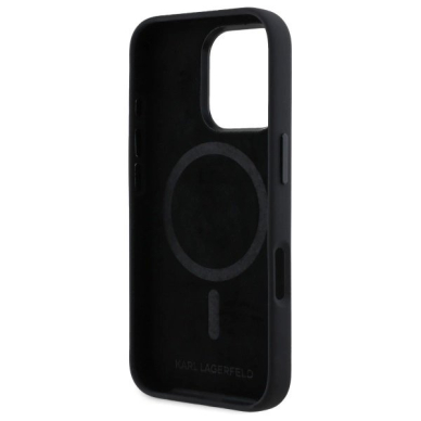 iPhone 16 Pro Max Dėklas Karl Lagerfeld Silicone Shadow Metal Initial MagSafe – juodas 6