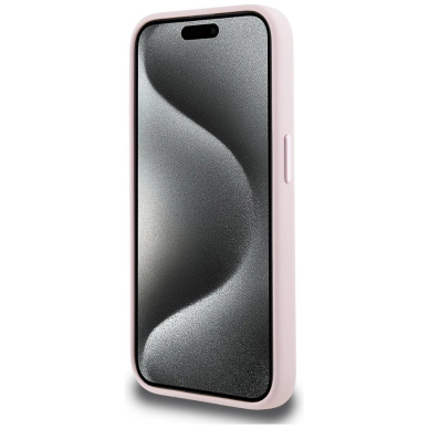 Karl Lagerfeld Silikoninis Shadow Metal Initial MagSafe iPhone 15 Dėklas Rožinis 4