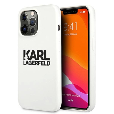 Karl Lagerfeld Silikoninis Stack Logo Dėklas skirtas iPhone 13 Pro / 13 6.1&quot; - Baltas