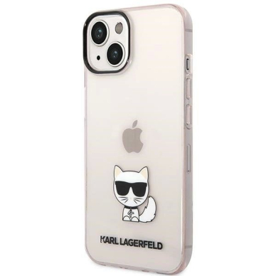 Karl Lagerfeld Permatomas Choupette Body Dėklas skirtas iPhone 14 Plus / 15 Plus 6.7&quot; - Rožinis 1