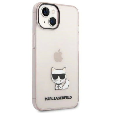 Karl Lagerfeld Permatomas Choupette Body Dėklas skirtas iPhone 14 Plus / 15 Plus 6.7&quot; - Rožinis 3