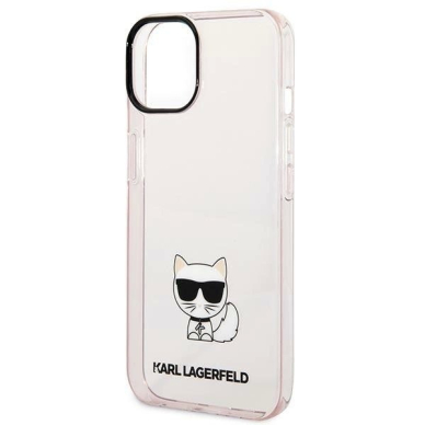 Karl Lagerfeld Permatomas Choupette Body Dėklas skirtas iPhone 14 Plus / 15 Plus 6.7&quot; - Rožinis 5